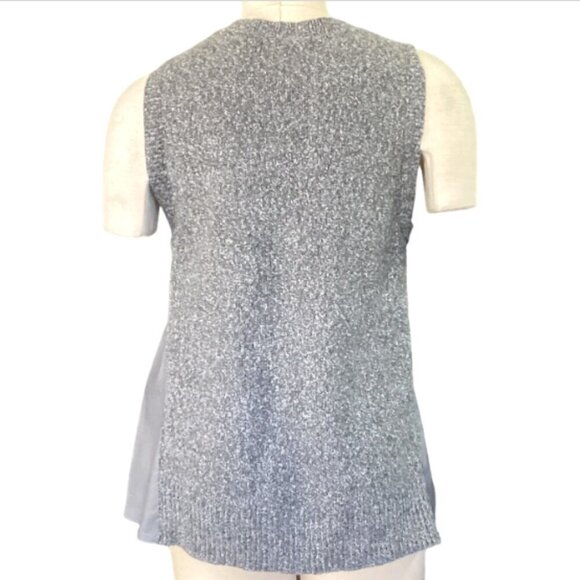 Banana Republic Crew Neck Knit Vest Faux Leather Side Panels XS Gray #126M - Picture 5 of 8
